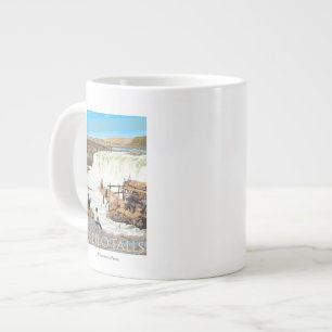Celilo Falls Fishing Vintage Travel Poster Large Coffee Mug