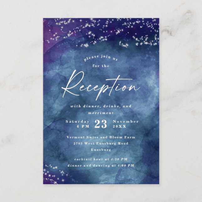 Celine • Elegant Celestial Night Wedding Reception Enclosure Card (Front)