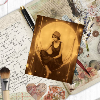 Celine Paper Moon Girl, Vintage Photo Jazz Age Postcard