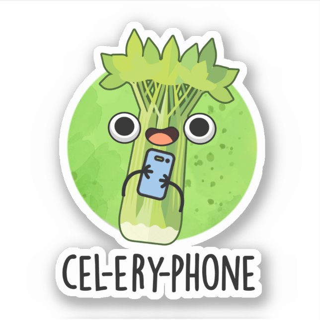 Cell-ery Phone Funny Celery Veggie Pun  (Front)