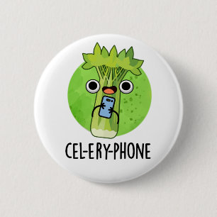 Cell-ery Phone Funny Celery Veggie Pun  6 Cm Round Badge