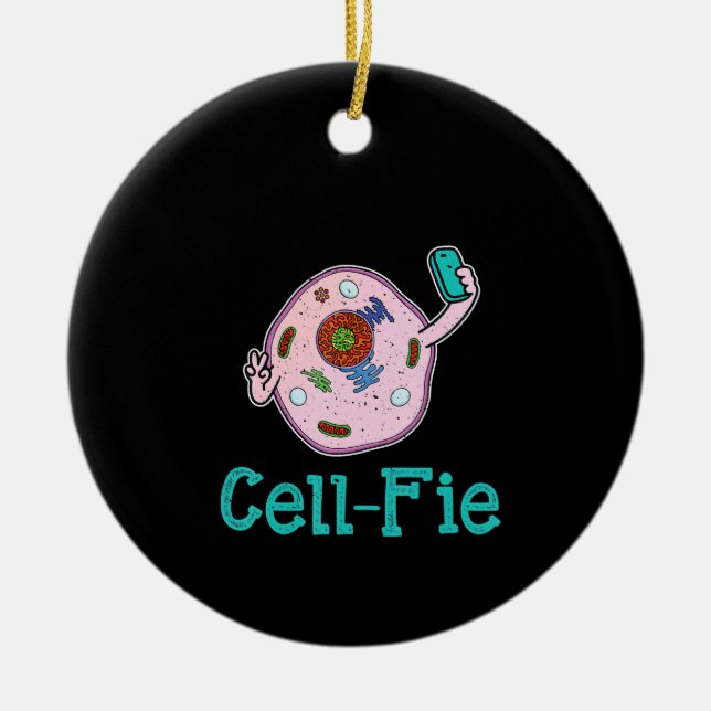 Cell-Fie Funny Biology Science Teacher Pun Gift Ceramic Tree Decoration (Front)