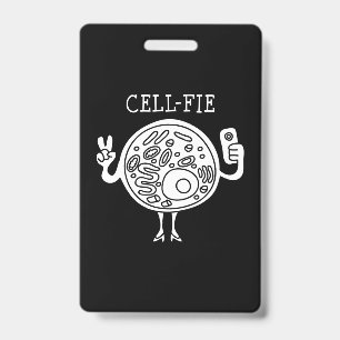 cell fie science pun teacher biology student gift ID badge