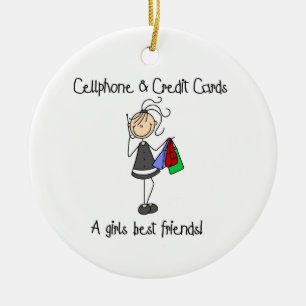 Cell Phone and Credit Cards Ceramic Tree Decoration