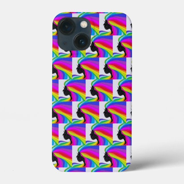 Cell Phone Case Featuring Woman With Rainbow Hair (Back)