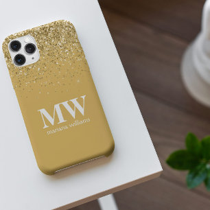 Cell Phone Case Gold Glitter Elegant Script