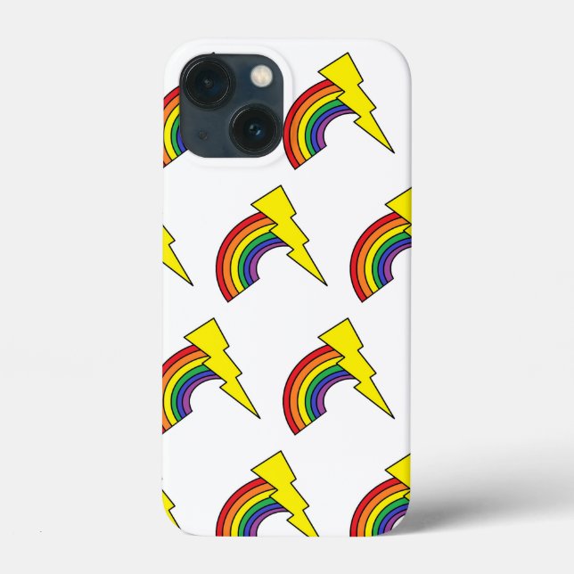 Cell Phone Case with Rainbows and Lightning Bolts (Back)