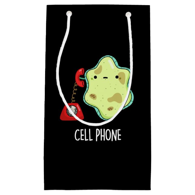 Cell Phone Funny Biology Science Pun Dark BG Small Gift Bag (Front)