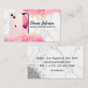 Cell Phone Mobile Repair Service Black Metal  Business Card