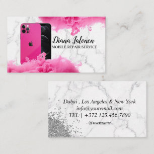 Cell Phone Mobile Repair Service Black Metal  Business Card