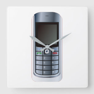 Cell Phone Square Wall Clock