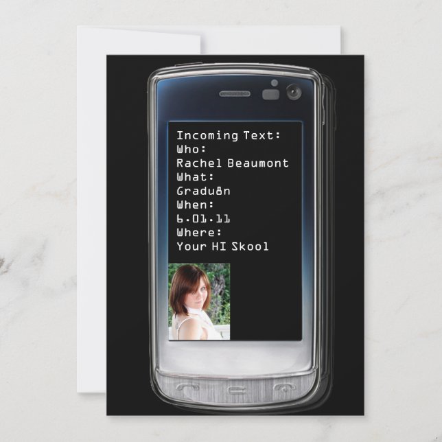 Cell Phone Text Graduation Announcement (Front)