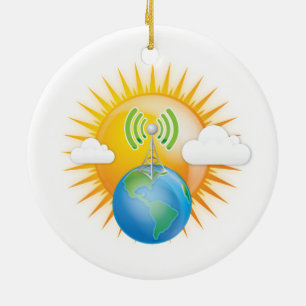 CELL TOWER EARTH CERAMIC TREE DECORATION