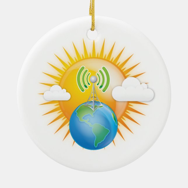 CELL TOWER EARTH CERAMIC TREE DECORATION (Back)