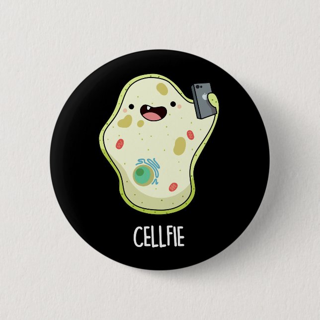 Cellfie Funny Biology Selfie Pun Dark BG 6 Cm Round Badge (Front)