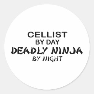 Cellist Deadly Ninja by Night Classic Round Sticker