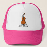 Cellist Just Cellin Fiddle Instrumentalist Son Trucker Hat<br><div class="desc">For a cellist this cute Just Cellin gift will be the perfect napkin and bound to make them smile. Add a name or slogan by clicking the "Personalise" button</div>