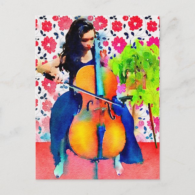 Cellist Watercolor Postcard (Front)