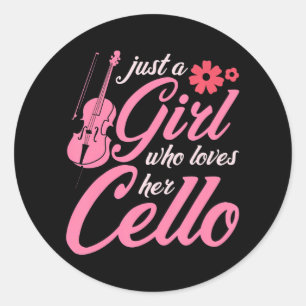 Cellist Women Classic Musical Instrument Cello Round Sticker