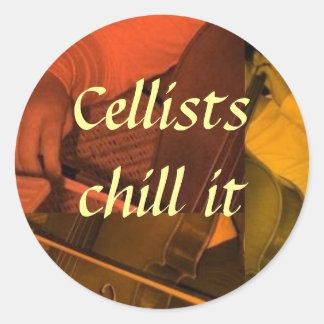 cello1 orange, Cellists chill it -... - Customised Classic Round Sticker
