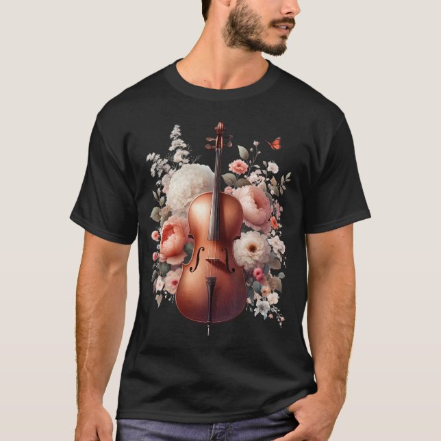 Cello Aesthetic Floral Cello Player Girls Women T-Shirt (Front)