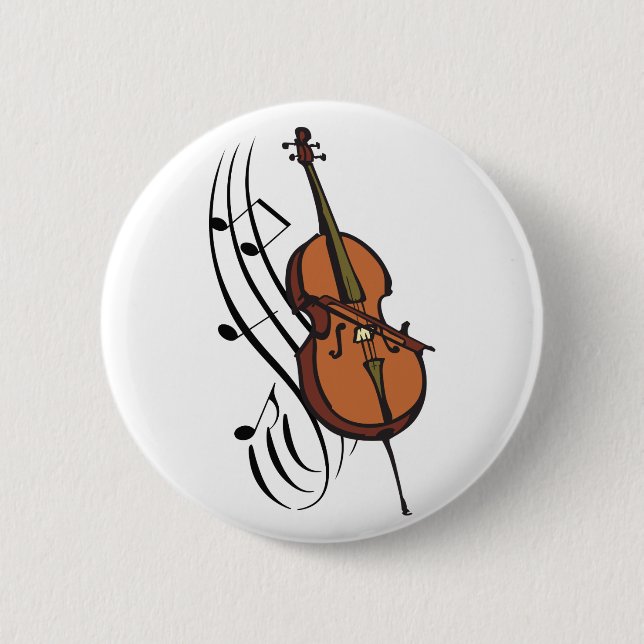 Cello and Music 6 Cm Round Badge (Front)