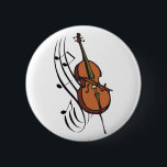 Cello and Music 6 Cm Round Badge<br><div class="desc">Music staff and notes with Cello</div>