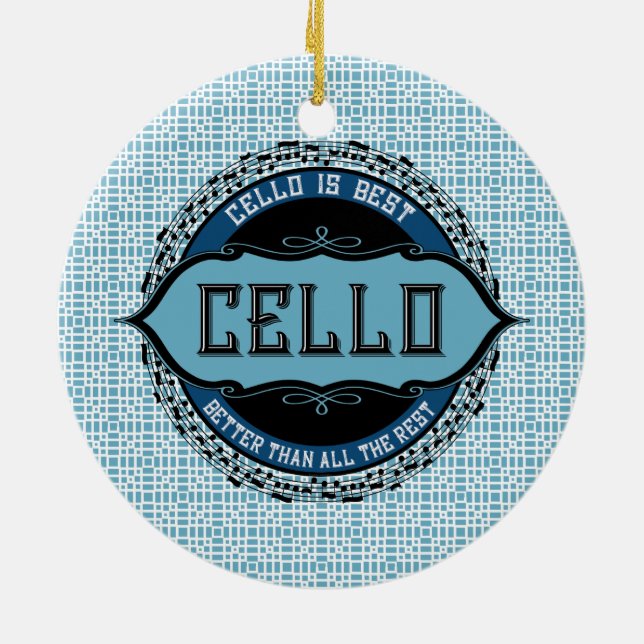 Cello Best Music Note Circle  Ceramic Tree Decoration (Back)
