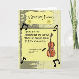 Cello Birthday Poem Card