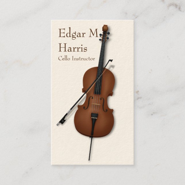 Cello & Bow Classical Musician Premium (light) Business Card (Front)