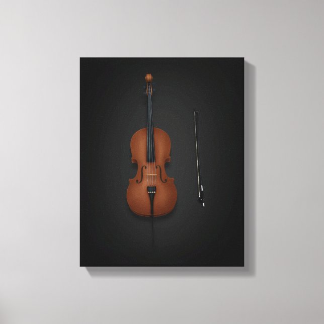 Cello & Bow Side by Side On 11x14 Black Canvas Print (Front)
