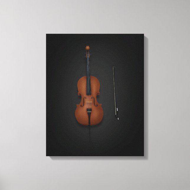 Cello & Bow Side by Side On 16x20 Black Canvas Print (Front)