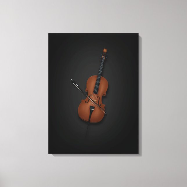 Cello & Bow Side by Side On 18x24 Black Canvas Print (Front)