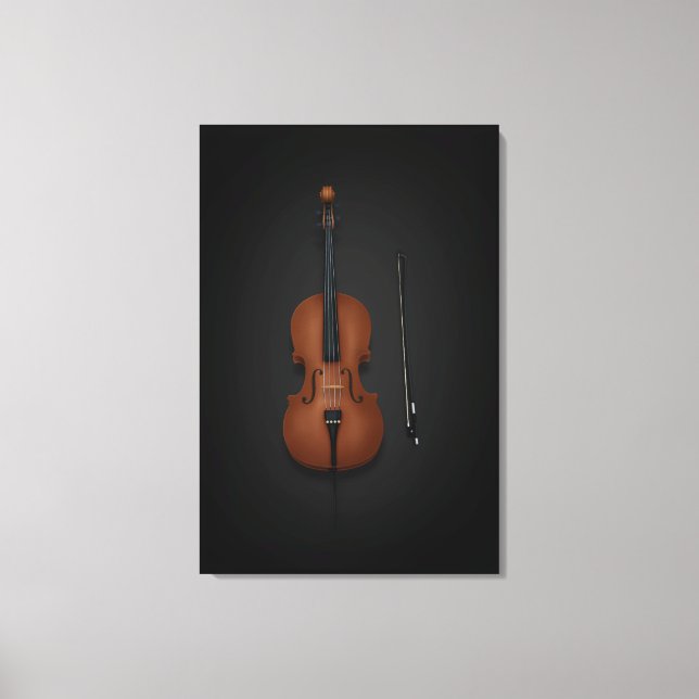 Cello & Bow Side by Side On 24x36 Black Canvas Print (Front)
