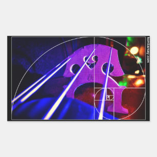 cello bridge and strings with Fibonacci spiral Rectangular Sticker