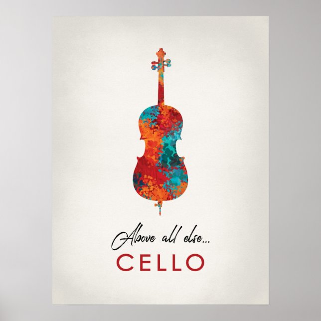 Cello - Bright Colourful Music Poster (Front)