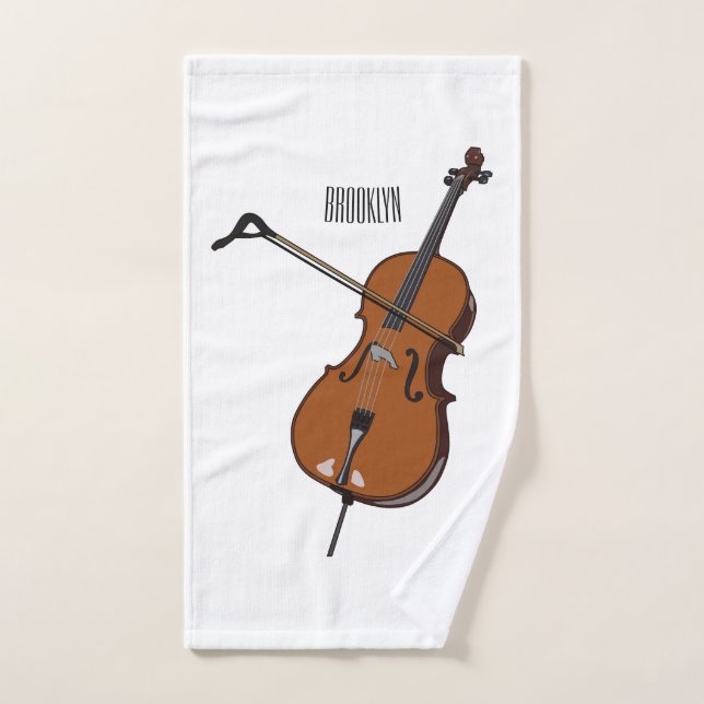 Cello cartoon illustration  bath towel set (Hand Towel)