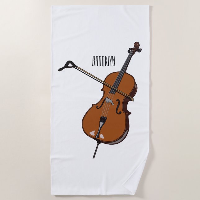 Cello cartoon illustration  beach towel (Front)