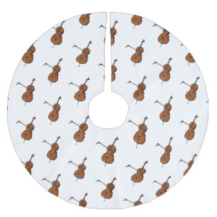 Cello cartoon illustration brushed polyester tree skirt
