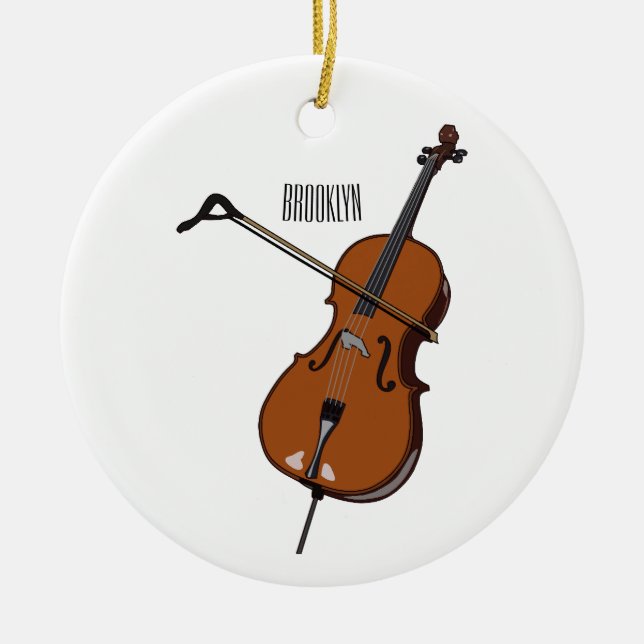 Cello cartoon illustration  ceramic tree decoration (Front)