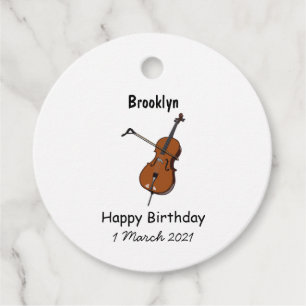 Cello cartoon illustration favour tags