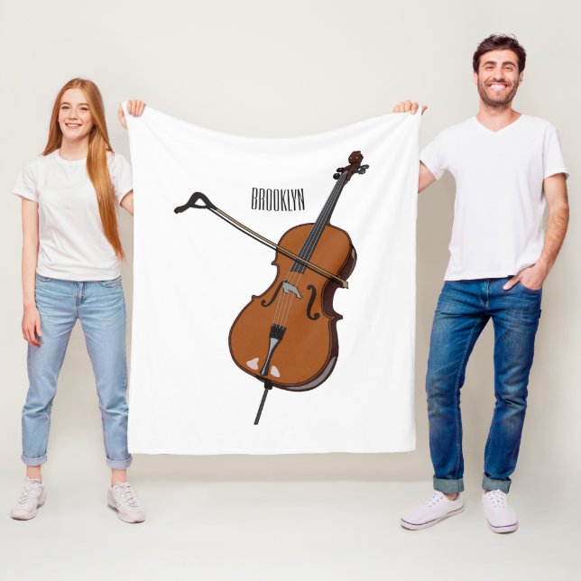 Cello cartoon illustration  fleece blanket (In Situ)