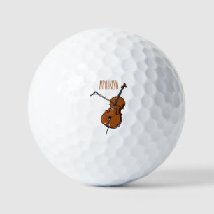 Cello cartoon illustration golf balls