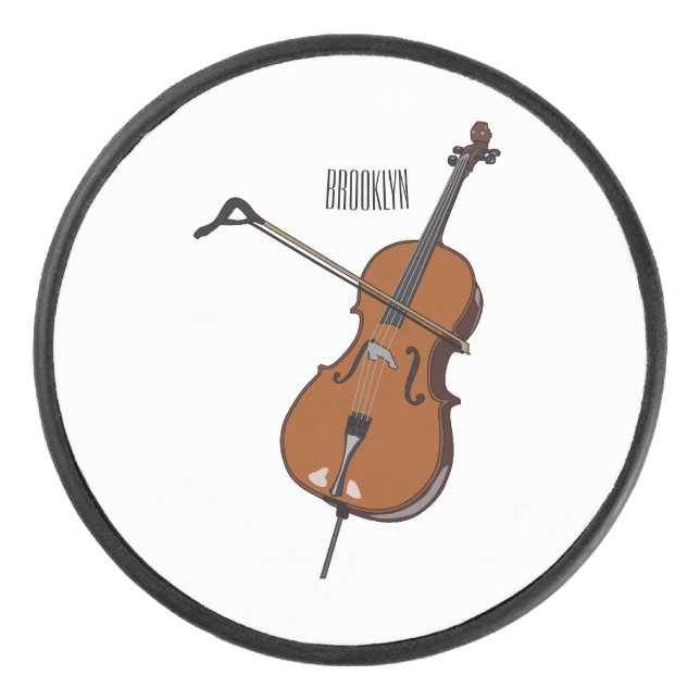 Cello cartoon illustration  hockey puck (Front)