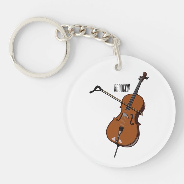 Cello cartoon illustration  key ring (Front)