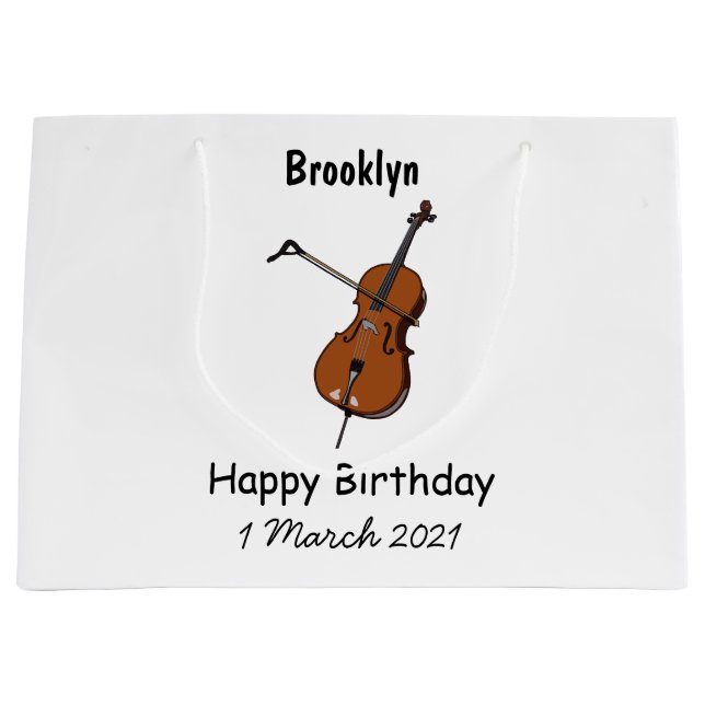 Cello cartoon illustration  large gift bag (Front)