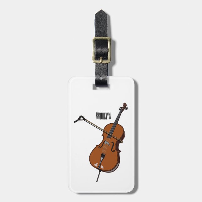 Cello cartoon illustration luggage tag (Front Vertical)