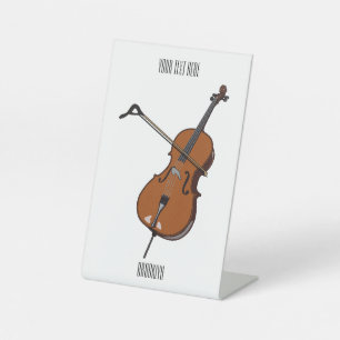 Cello cartoon illustration pedestal sign