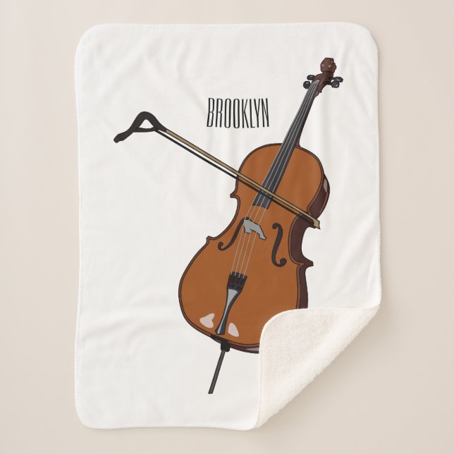 Cello cartoon illustration sherpa blanket (Front)