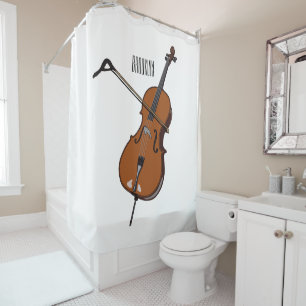 Cello cartoon illustration  shower curtain